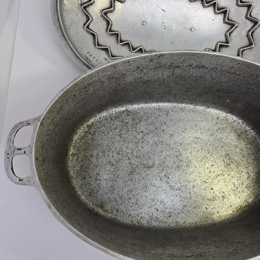 Wagner Ware # 5 265 Oval Drip Drop Roaster Lid And Trivet Vtg Magna Lite USA